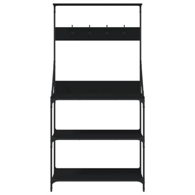 VidaXL Bakkersrek met haken 4-laags bewerkt hout zwart