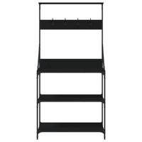 VidaXL Bakkersrek met haken 4-laags bewerkt hout zwart - thumbnail