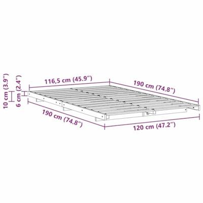 Bedframe Wasbruin 120 x190 cm Massief grenenhout