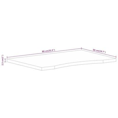Bureaublad met ronding 80x50x2,5 cm massief ruw mangohout Bureaublad met ronding 80x50x2,5 cm massief ruw mangohout