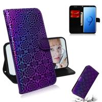 Voor Galaxy S9 effen kleur kleurrijke magnetische Buckle horizontale Flip PU lederen draagtas met houder & kaartsleuven & portemonnee & Lanyard (paars - thumbnail