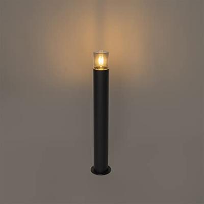QAZQA Staande buitenlamp zwart met smoke kap 70 cm - Odense QAZQA Staande buitenlamp zwart met smoke kap 70 cm - Odense