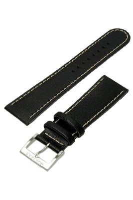 Horlogeband Mondaine BM20011 Leder Zwart 22mm