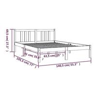 Bedframe massief hout grijs 135x190 cm 4FT6 Double - thumbnail