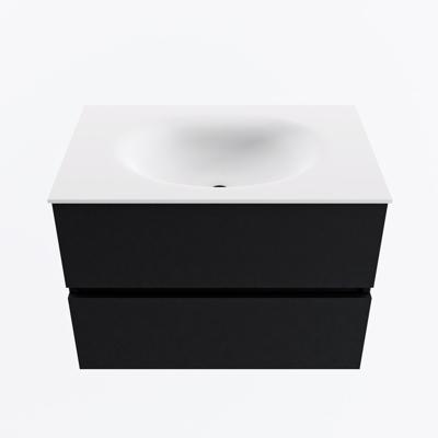 MONDIAZ VICA 70cm badmeubel onderkast Urban 2 lades. Wastafel MOON midden zonder kraangat, kleur Talc.