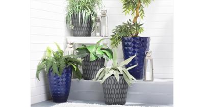 Beliani - FERIZA - Plantenbak - Blauw - 35 cm - Klei-vezelmengsel