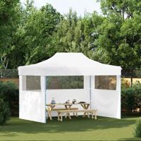 Partytent met 3 zijwanden inklapbaar 3x4 m staal wit - thumbnail