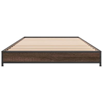 Bedframe bewerkt hout metaal bruin eikenkleur 150x200 cm