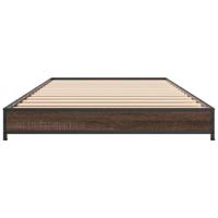 Bedframe bewerkt hout metaal bruin eikenkleur 140x200 cm - thumbnail