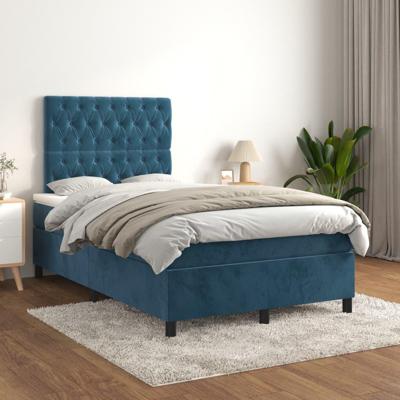 Boxspring met matras fluweel donkerblauw 120x200 cm