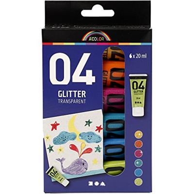 Creativ Company Kinder acrylverf glitter kleur, 6x20ml