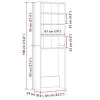 VidaXL Wasmachinekast 64x24x190 cm oud houtkleurig - thumbnail
