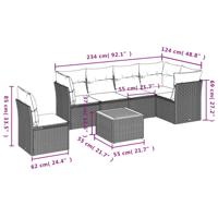 7-delige Loungeset met kussens poly rattan beige - thumbnail