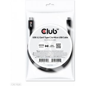 club3D CAC-1526 USB-kabel USB 3.2 Gen1 USB-C stekker, USB-micro-B stekker 1.00 m Zwart club3D CAC-1526 USB-kabel USB 3.2 Gen1 USB-C stekker, USB-micro-B stekker 1.00 m Zwart