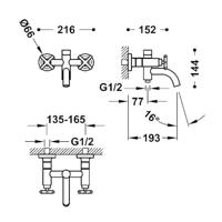 Bad- en Douchemengkraan Tres Mont Blanc 2-Kruisgreep met Staafhanddouche Mat Roze Goud Tres - thumbnail