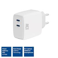ACT Connectivity usb-c lader 65w 2-port met power delivery pps en ganfast (wit) - thumbnail