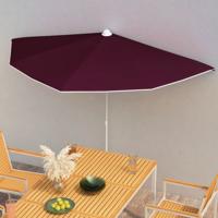 VidaXL Parasol half met paal 180x90 cm bordeauxrood - thumbnail