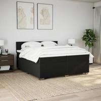 Boxspring met matras stof zwart 200x200 cm - thumbnail