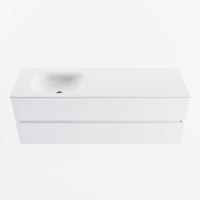 MONDIAZ VICA 140cm badmeubel onderkast Talc 2 lades. Wastafel MOON links zonder kraangat, kleur Talc. - thumbnail