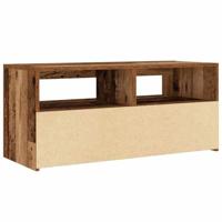 Tv-meubel met LED 90x35x40 cm bewerkt hout oud hout - thumbnail