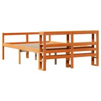 Bedframe met hoofdbord massief grenenhout wasbruin 120x190 cm - thumbnail