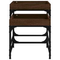 Bijzettafels 2 st bewerkt hout bruineikenkleurig - thumbnail