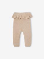 Gebreide broek met ruche baby gemêleerd beige - thumbnail