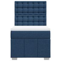 Boxspring met matras stof blauw 90x200 cm - thumbnail