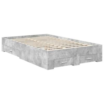 Bedframe met hoofdeinde Beton Grijs 135 x 190 cm Bewerkt hout