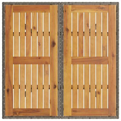Tuintafel met glazen blad 80x80x75 cm poly rattan grijs