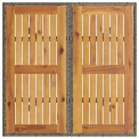 Tuintafel met glazen blad 80x80x75 cm poly rattan grijs - thumbnail