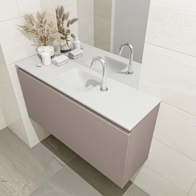 MONDIAZ OLAN 100cm toiletmeubel smoke. LEX wastafel talc midden 1 kraangat