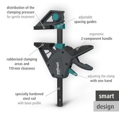 Wolfcraft Eenhandklem SET - Lijmklem PRO MAX 450mm - Lijmtang - Snelspanklem - 8663060