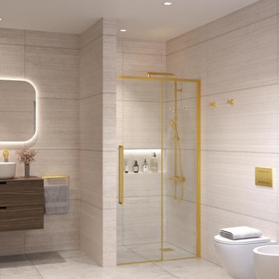 Nisdeur Sanivo Nova Soft Close 150x200 cm Geborsteld Messing Goud Helder Nano 8 mm Nisdeur Sanivo Nova Soft Close 150x200 cm Geborsteld Messing Goud Helder Nano 8 mm