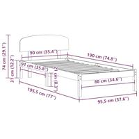 Bedframe met hoofdeinde Bruin 90 x 190 cm Massief grenenhout - thumbnail