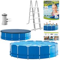 Intex 28242gn metal frame zwembad 457x122 cm + filterpomp en trap + accessoires blauw - thumbnail