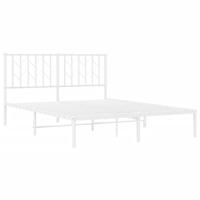 Bedframe met hoofdbord metaal wit 135x190 cm - thumbnail
