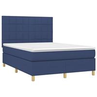 Boxspring met matras en LED stof blauw 140x200 cm - thumbnail