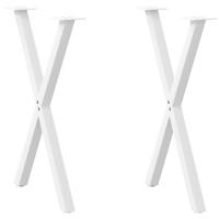 Eettafelpoten 2 st X-vormig 50x(72-73) cm staal wit - thumbnail