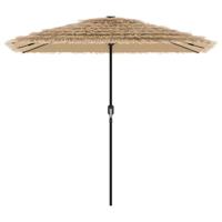 VidaXL Parasol met led's en stalen paal 248x248x248 cm bruin - thumbnail