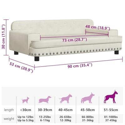 VidaXL Hondenmand 90x53x30 cm fluweel crèmekleurig