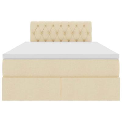 Opbergbed met matras met matras Crème 120 x 200 cm Bewerkt hout