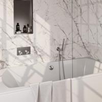 BRAUER Stripe Thermostatische Badkraan - drukknoppen - SET 03 - inbouw - badvulcombinatie - staaf handdouche - doucheslang - wandaansluitbocht - RVS-kleurig geborsteld PVD 5-NG-361 - thumbnail