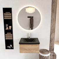 MONDIAZ BUKLA 60cm badmeubel modulair kleur Washed Oak met 1 lade. Wastafel CLOUD midden 1 kraangat kleur Urban. - thumbnail