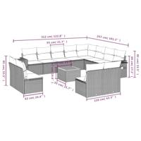 13-delige Loungeset met kussens poly rattan beige - thumbnail