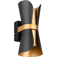 LED Tuinverlichting - Wandlamp Buitenlamp - Trion Ato - Lichtpunt Boven en Onder - GU10 Fitting - IP20 - Zwart/Goud - Metaal - thumbnail