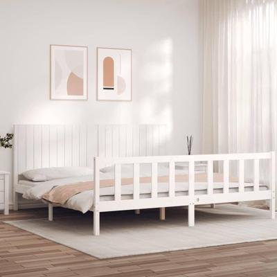 Bedframe zonder matras massief grenenhout wit 200x200 cm