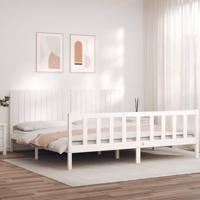Bedframe zonder matras massief grenenhout wit 200x200 cm - thumbnail