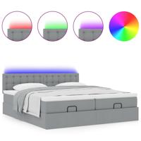 Ottoman bed met matrassen en LED's 180x200cm stof lichtgrijs - thumbnail