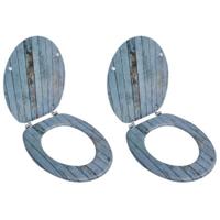 Toiletbrillen met deksels 2 st oud hout MDF - thumbnail